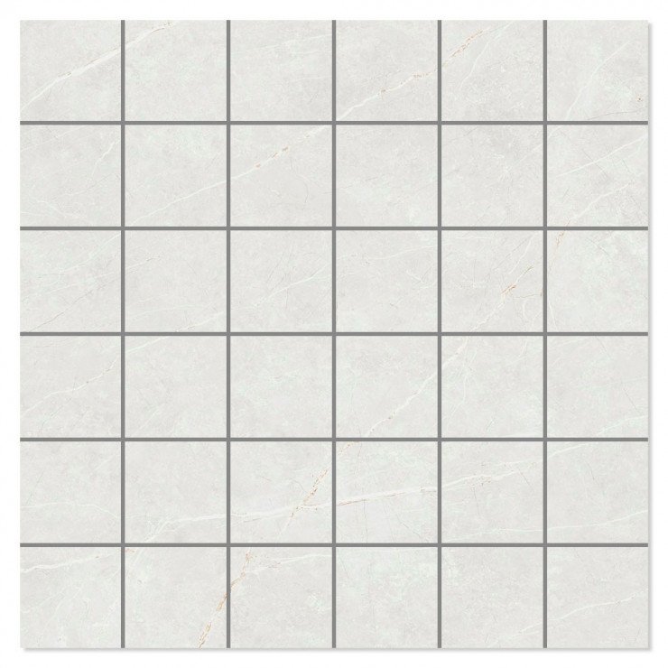 Marmor Mosaik Klinker Prestige Hvid Poleret 30x30 (5x5) cm-0